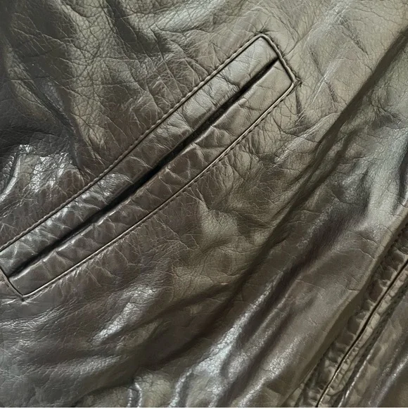 Vintage Andrew Marc Men's Brown Genuine Leather Bomber Insulated Jacket Sz LG - Picture 4 of 6